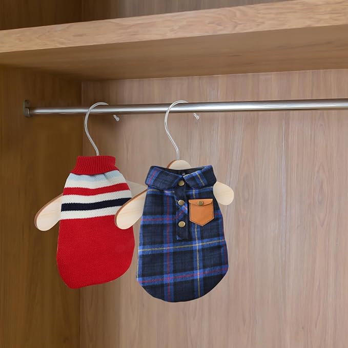 10pcs Wooden Dog Hangers for Small Dog Clothes and Cat Wear