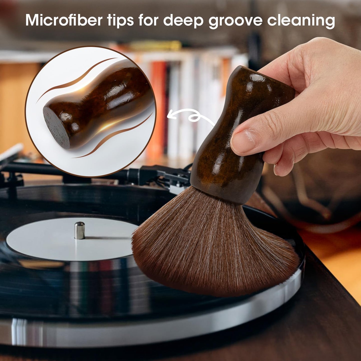 Vinyl Record Cleaning Brush - Ultra Soft Anti Static Brush for Vinyl Records - Essential Record Player Accessories for Flawless Vinyl Care