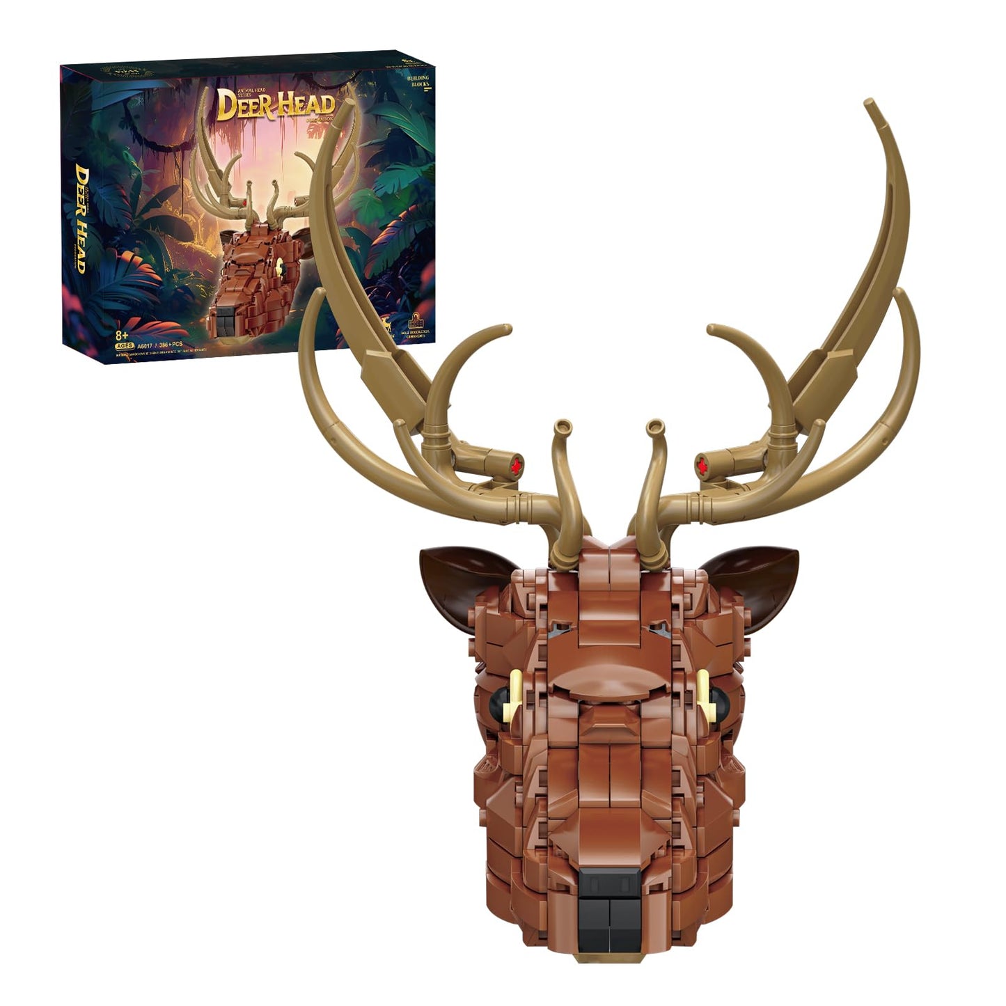 KAZI Wall Art Building Toy Sets,Deer Head Nature Wall Artwork for Living Room Decor,Home Office Decor Idea,Build and Display Creative Activity for Artistic Adults,Ideal Gifts for Mothers Day