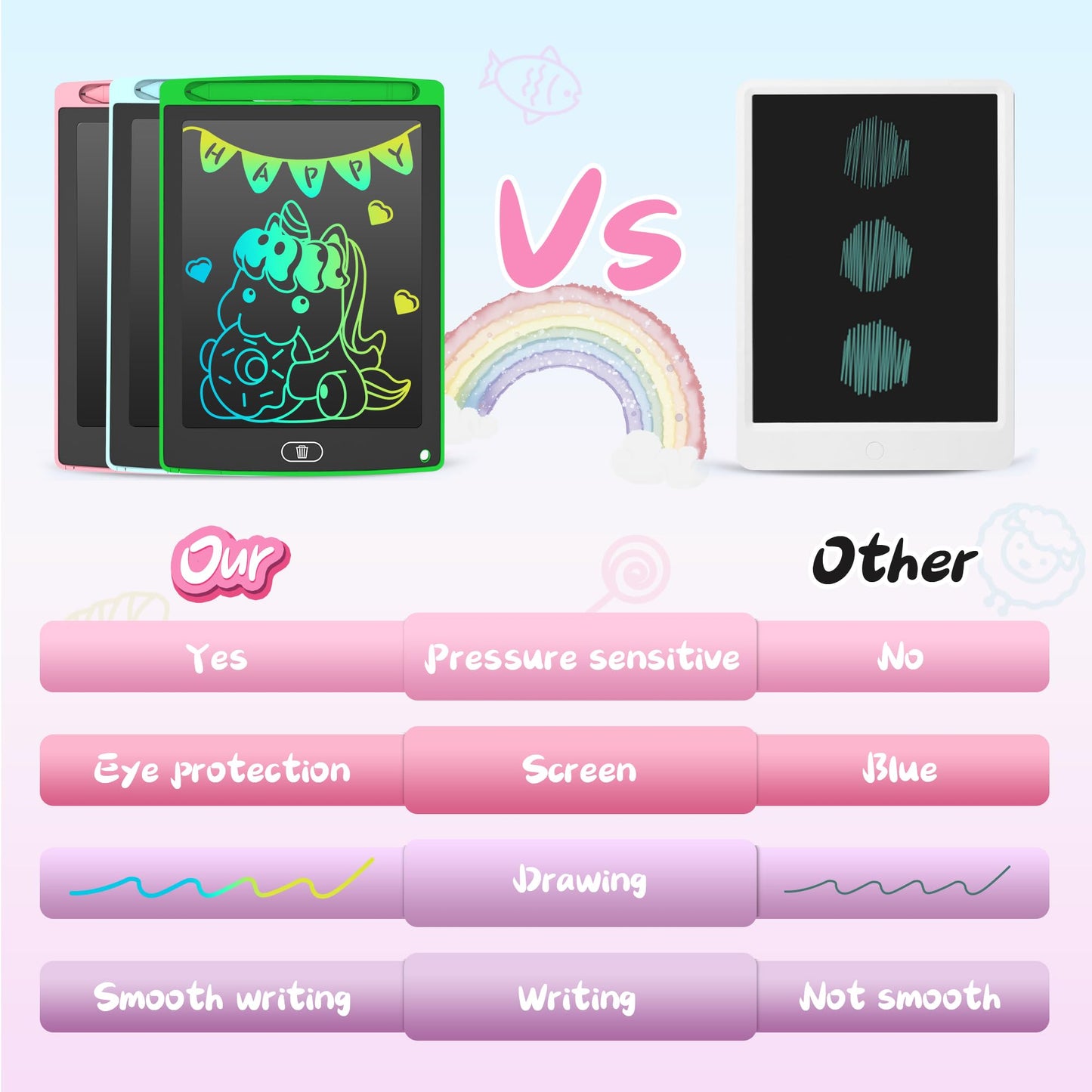 3 Pack LCD Writing Tablet, Colorful Toddler Drawing Tablet Doodle Board for Kids, Erasable Reusable Electronic Drawing Pad, LEYAOYAO Educational and Learning Toy for 3-6 Years Old Boy and Girl