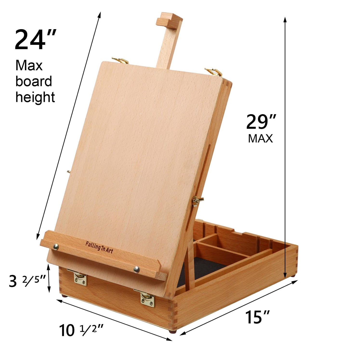 Falling in Art Wooden Tabletop Easel, Beech Wood Sketchbox Desktop Easel for Painting, Portable Art Drawing Easel for Beginners and Professionals