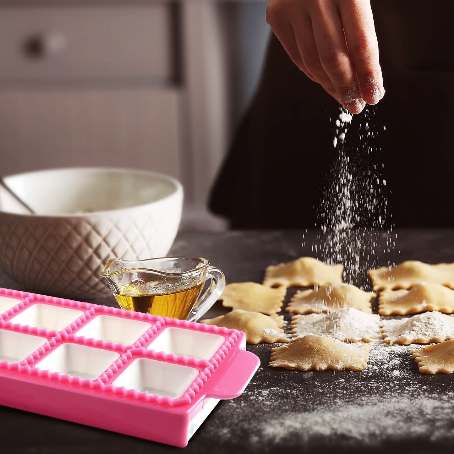 Ravioli Maker 2 Set Large Ravioli Cutter Ravioli Press Set Round Ravioli Mold and Cutter Square Ravioli Mold Ravioli Stamp for Kitchen Home Ravioli