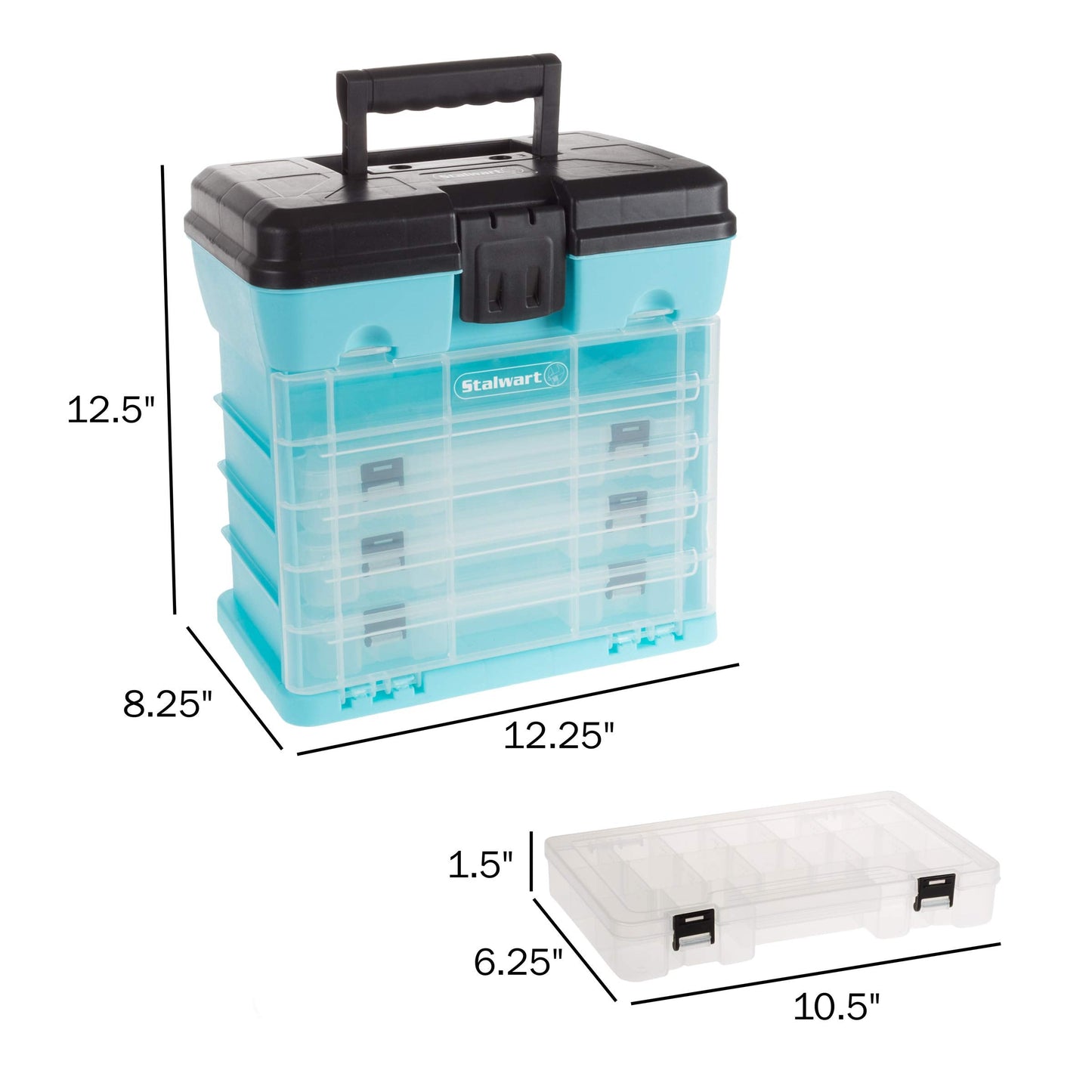 Storage and Tool Box-Durable Organizer Utility Box-4 Drawers 19 Compartments Each for Hard