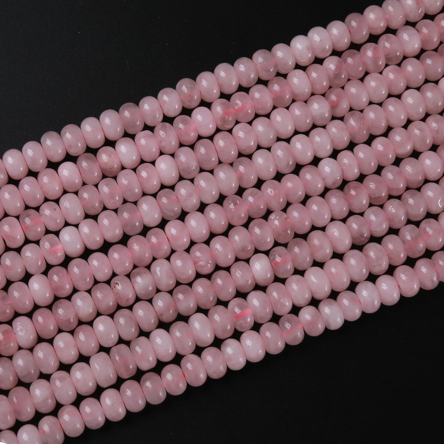 5x8mm 76pcs Natural Stone Rose Quartz Crystal Rondelle Spacer Loose Beads Abacus Disk Stone Round Loose Gemstone Beads for Jewelry Making DIY Bracelet Necklace
