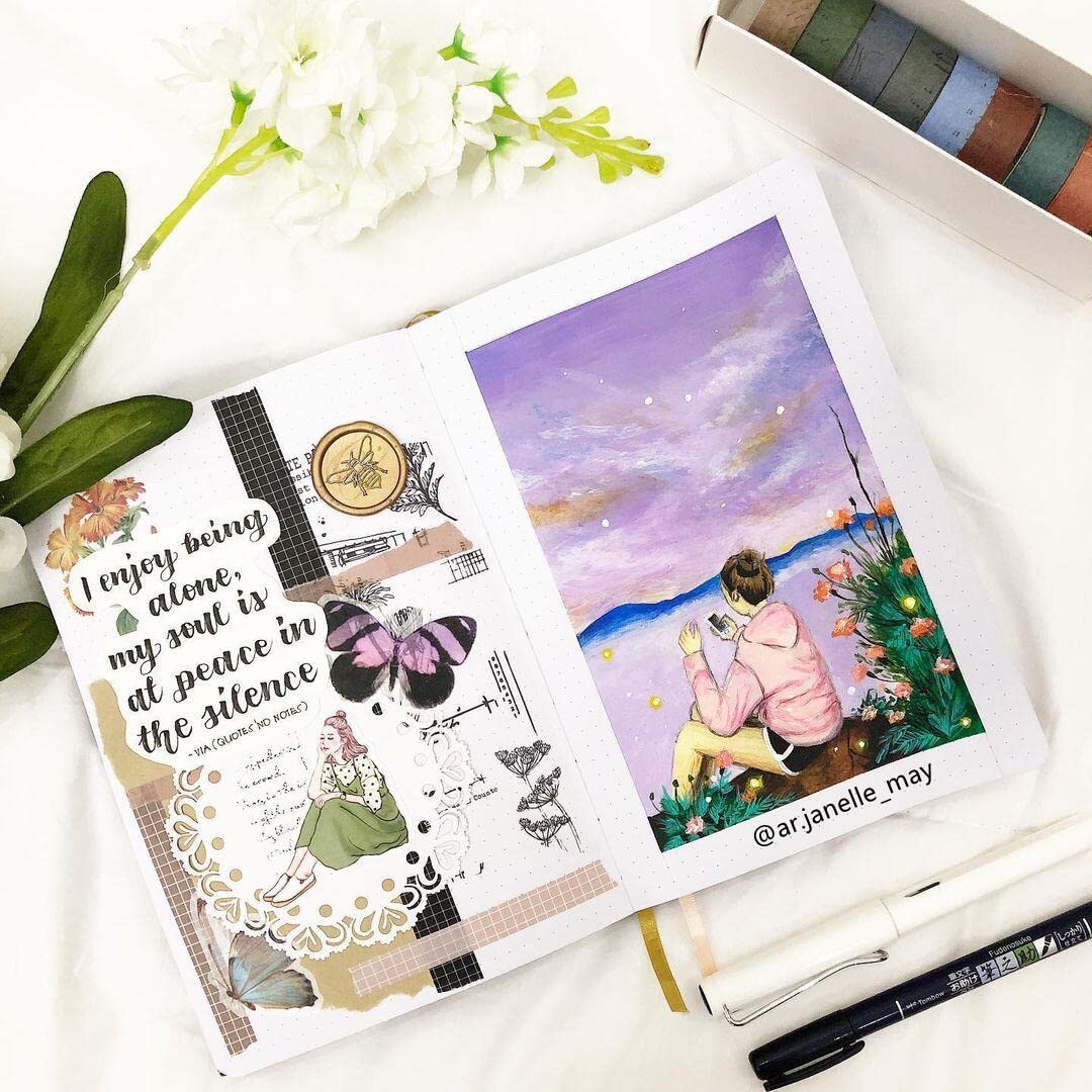 BUKE Dotted Notebook Journal 180GSM Bamboo Thick White Paper 160 Pages 5 * 5MM Dot Grid, Lay Flat Binding,Colored Silver Edges, Bookmarks and Expandable Back Pocket (BKP-5)