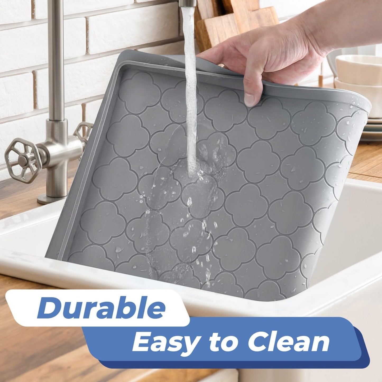 Jin&Bao Waterproof Under Sink Mat 34" x 22", Thick Silicone Mat Cabinet Protector for Kitchen and Bathroom, Shelf Liner, Home Organizer and Storage, Multipurpose Tray for Gadgets and Essentials
