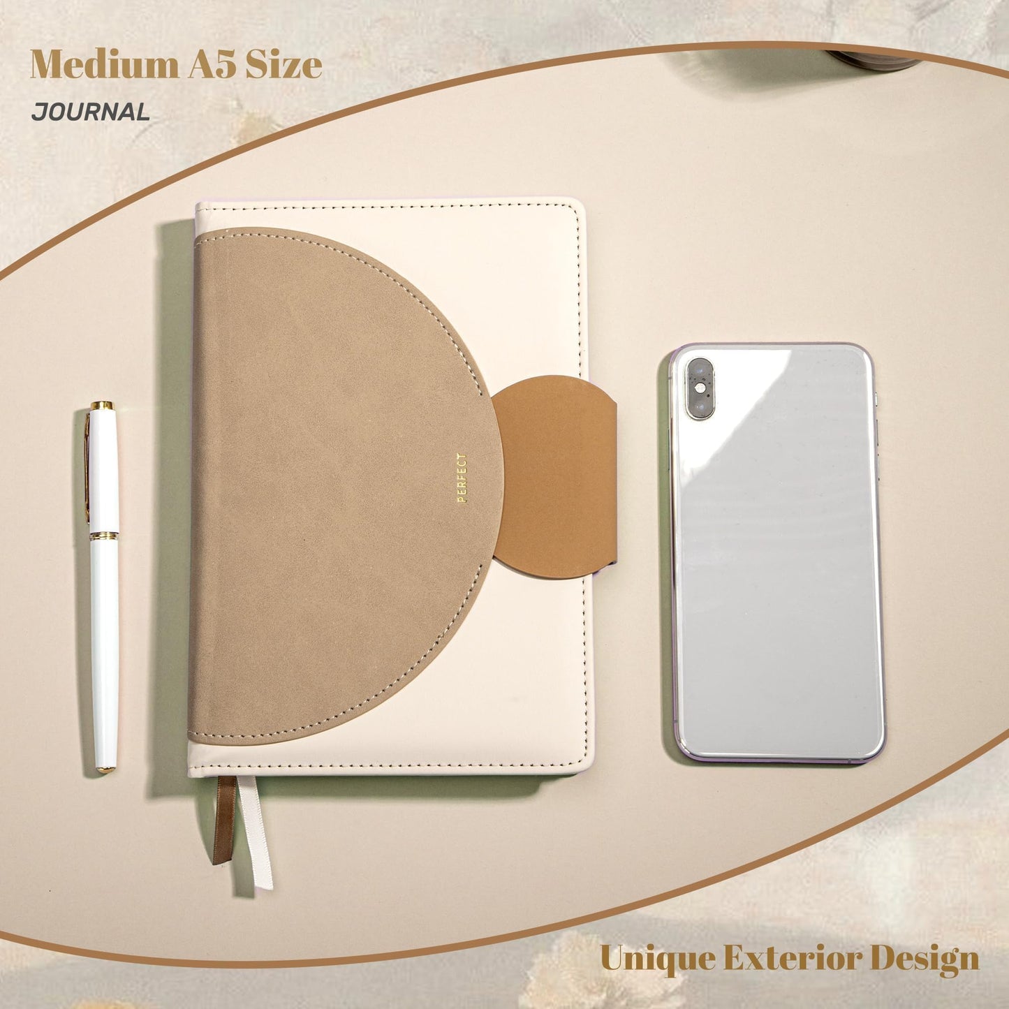 CAGIE Lined Journal for Women, 100GSM Leather Journals for Writing with Buckle Closure,A5 Hardcover Diary Journaling Notebooks for Business Work School Note Taking 5.9" x8.5 (Brown)