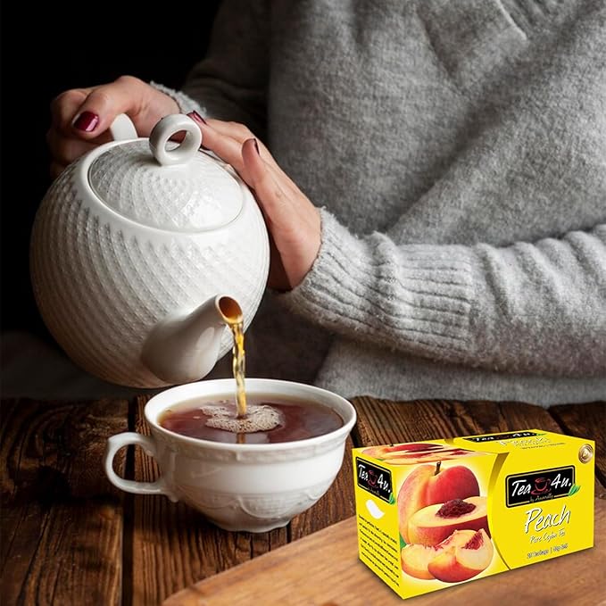 Tea4U Flavored Black Ceylon TeaBags (Peach) - Ideal Quality from Sri Lanka's Finest Leaves and Expertly Blended - 25 Count