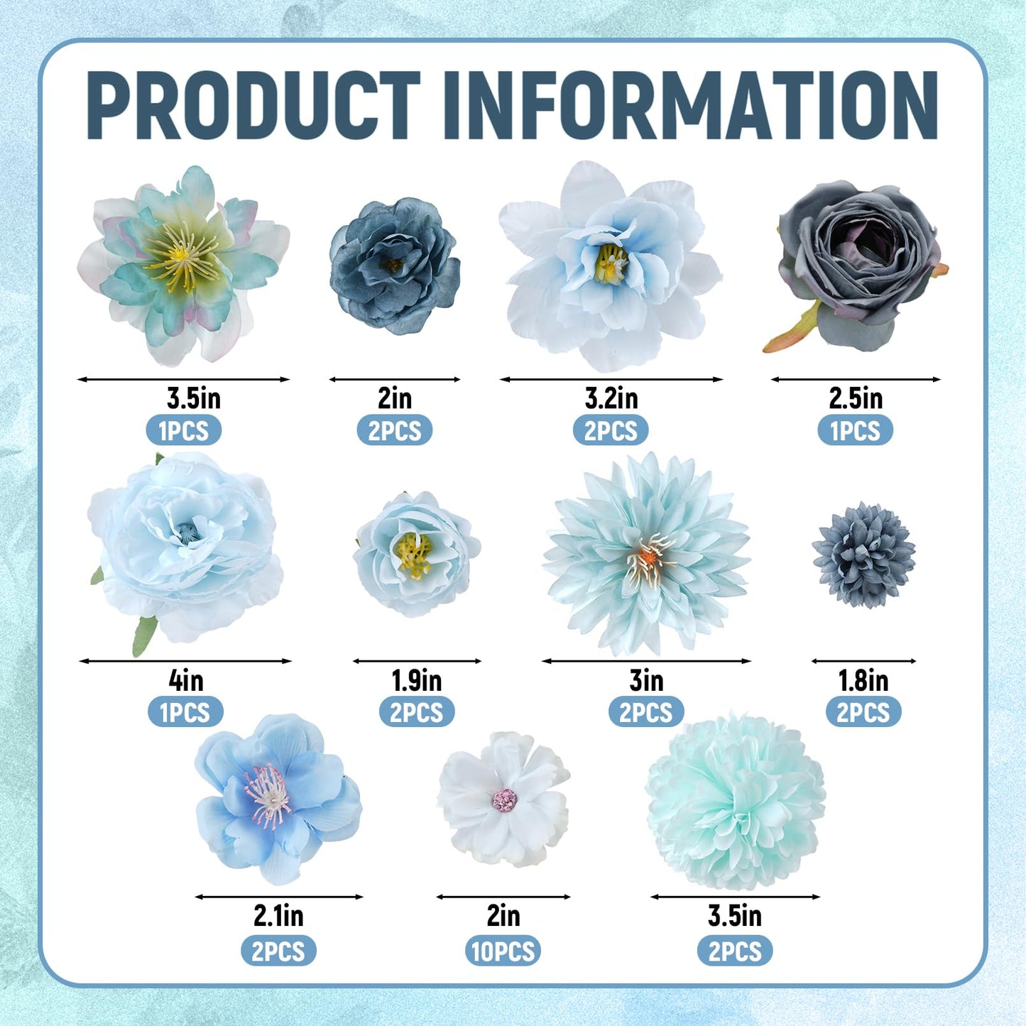 Haakong 27 Pcs Small Silk Artificial Faux Flowers for DIY Craft Supplies for Wedding Party Graduation Home Decor (Blue)