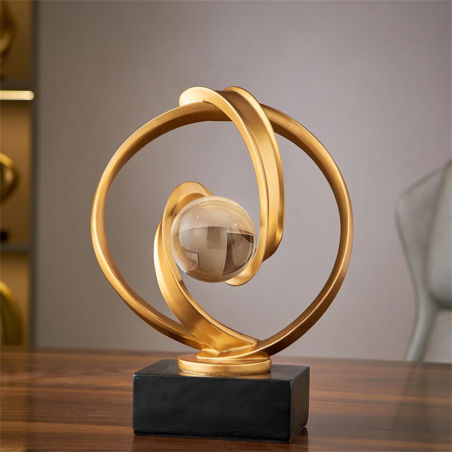 AWNR Gold Abstract Sculpture House Decor Aesthetic - Home Décor Accents for Nightstand, Shelves, Dining Room, Entryway Table, Office, Desk Accessories