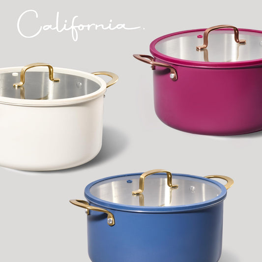 CAROTE 8QT Full Clad Tri Ply Stainless Steel Stock Pot with Lid, Kitchen Stockpot Soup Pot, Outer Ceramic Layer, Even Heating, All Stoves Compatible, Oven & Dishwasher Safe, Stay Cool Handle, White