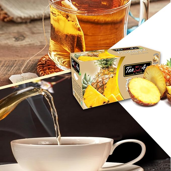 Tea4U Flavored Black Ceylon TeaBags (Pineapple) - Ideal Quality from Sri Lanka's Finest Leaves and Expertly Blended - 25 Count