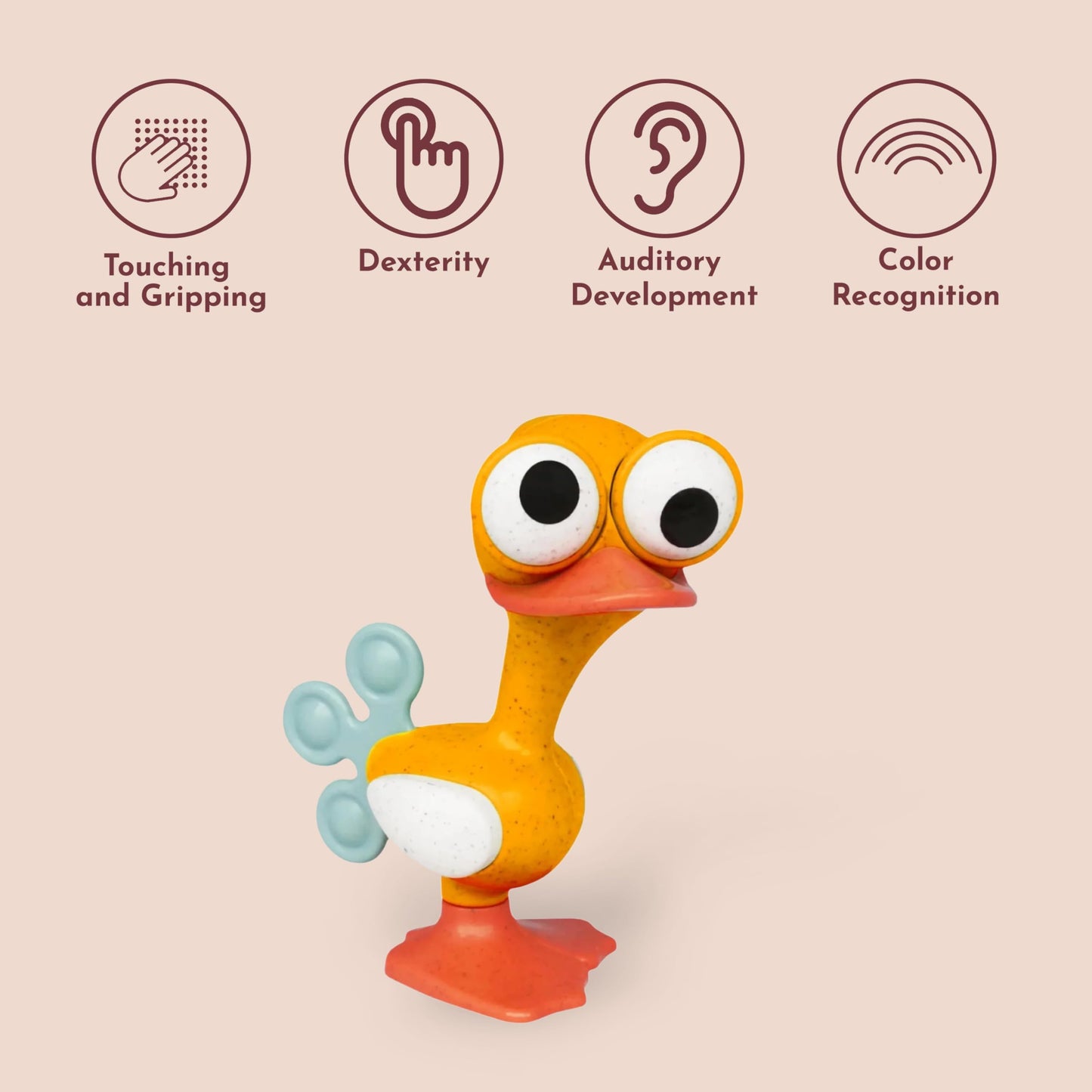 Tolo Crazy Eyed Bird | Interactive Toy for Babies 3+ Months | Movable Eyes, Clicking Head & Feet, Rattling Body, Squeaking Wings | Teething Relief & Developmental Play