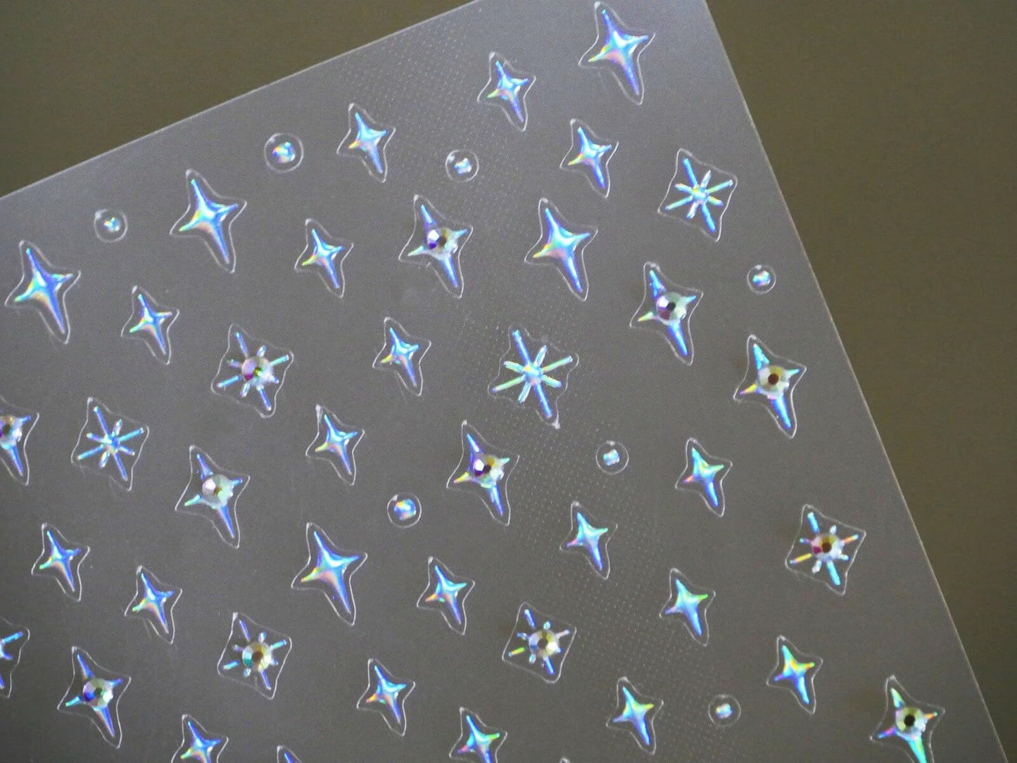 Gilding Silver Halo Crystals Stars Nail Stickers/Twinkle, Winkle, Little Star Peel Off Sticker/Rhinestone Decals 4-Pointed Star Nails (2 Sheets)