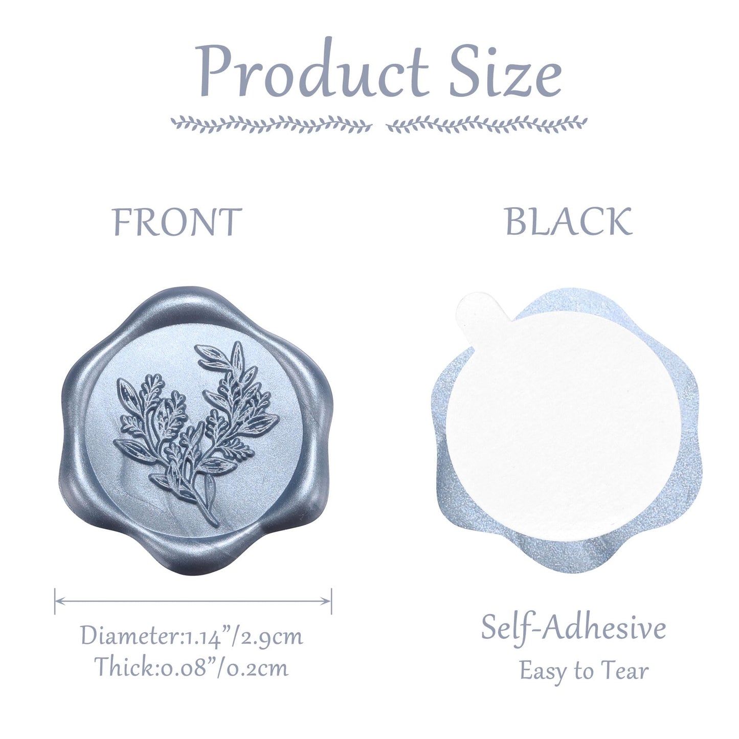 Yoption Eucalyptus Wax Seal Stickers, 50 Pack Metallic Blue Wax Seal Stickers Self Adhesive Envelope Seals for Wedding Party Birthday Christmas Invitations