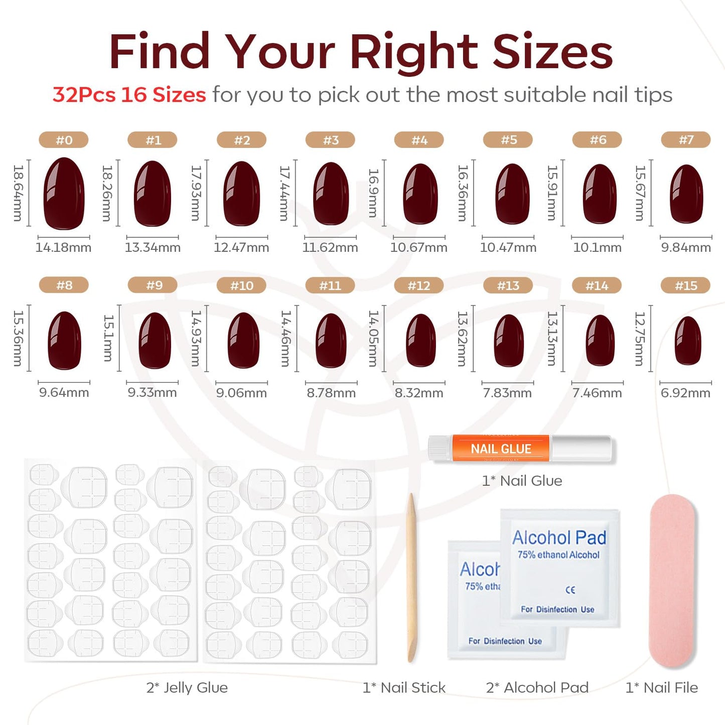 modelones Dark Red Short Press On Nails with Modelones French Tip Press on Nails Almond