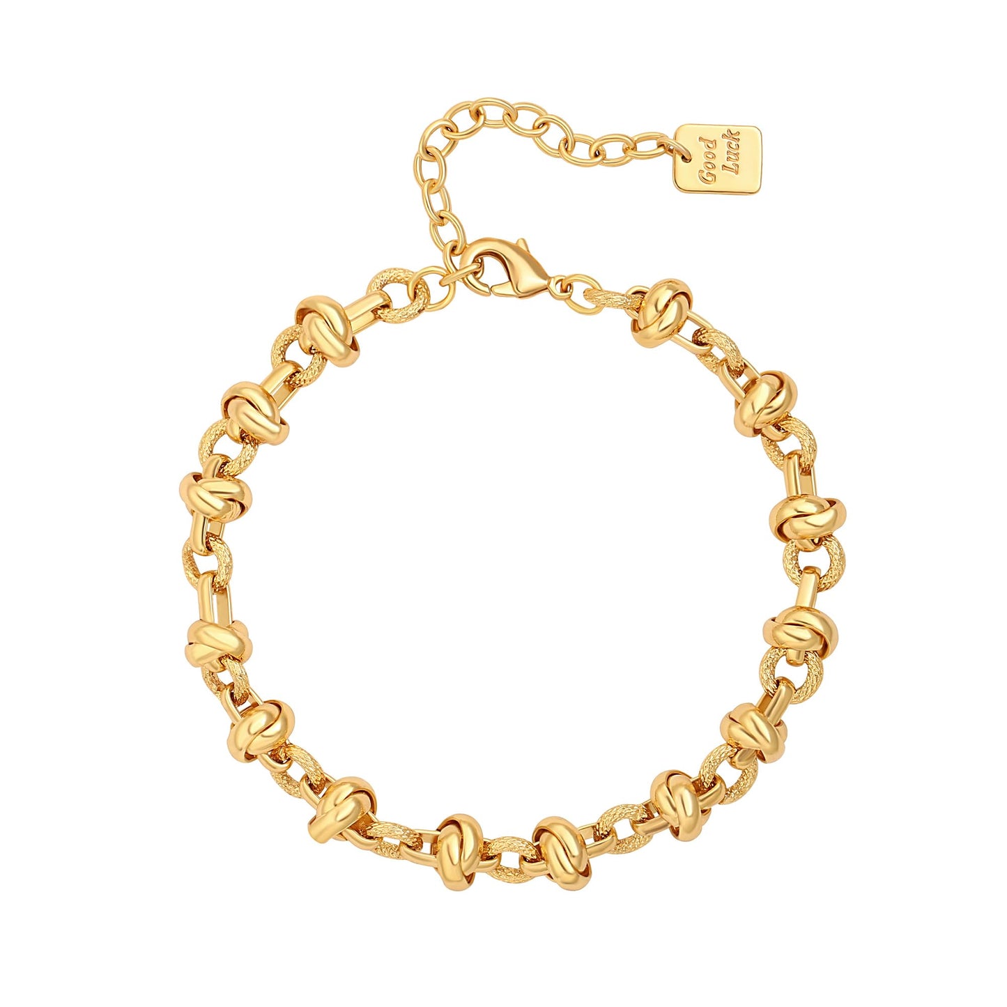 SOFYBJA Dainty 18K Gold Chunky Round Knotted Chain Bracelet for Women Adjustable Layered Jewelry