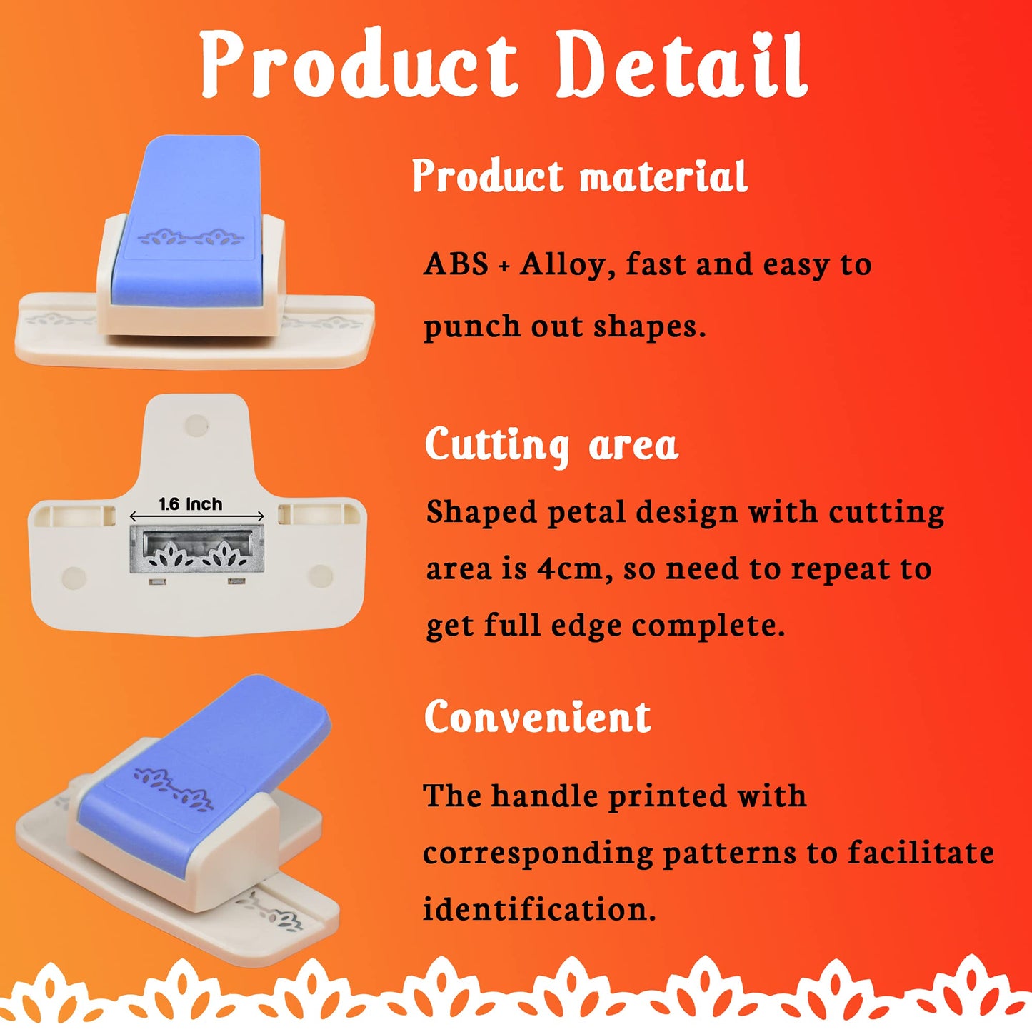 ECOHU Border Punch - Flower Design Embossing Punch for Scrapbooking, Wedding Cards, Decoration and DIY Arts