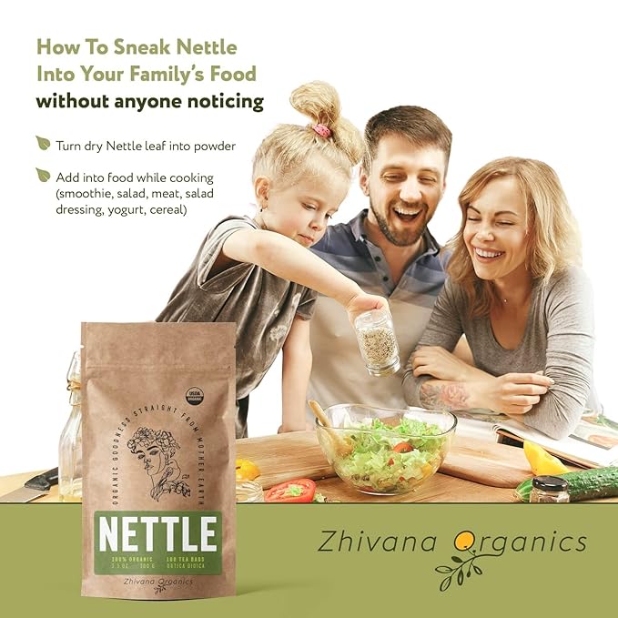 Organic Nettle Tea (100 Tea Bags) - Stinging Nettle Leaf TeaBags (Urtica Dioica) - Te de Ortiga Verde Organica - Support Digestion, Fluid Balance, Kidney, Skin, Hair