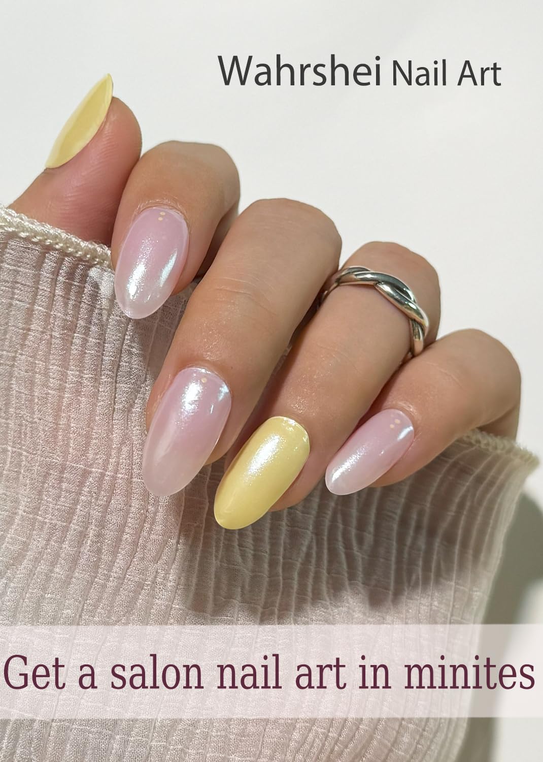 Christmas Semi Cured Gel Nail Strips, Pink, Yellow Glazed 20pcs Adhesive UV Sticker, Wraps for Home Manicure DIY