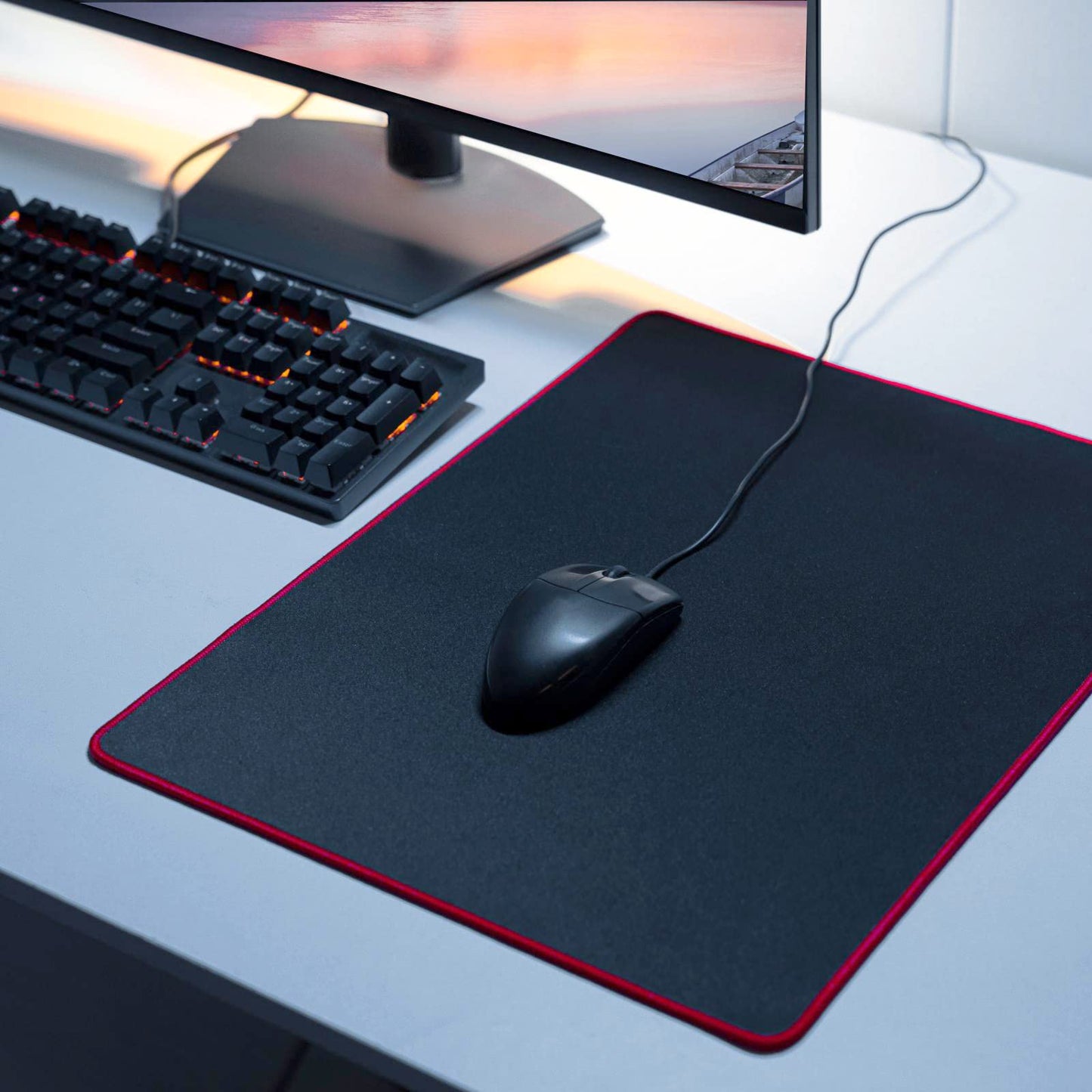 Wolaile Gaming Computer Mouse Pad with Black Stitched Edge,18x14 inches