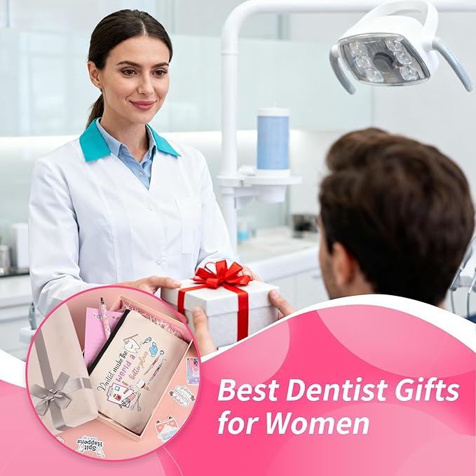 Dentist Gifts, Dental Hygienist Gift, Dental Assistant Gifts for Women, Dentist Appreciation Basket include Makeup Bag Notepad Pens Sticker Gift for Christmas Birthday (Dentist)