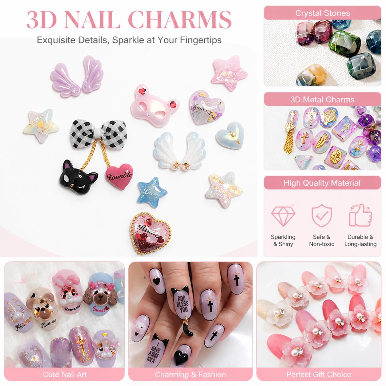 AeSiliFlex 36Pcs 3D Silicone Resin Molds Kit - Nail Art Molds for Nail Charms, Mini Silicone Molds Leaves Flower Animals Templates