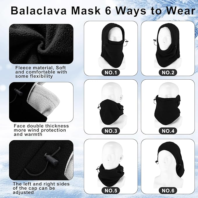 Frienda 8 Pcs Balaclava Ski Mask Men Windproof Warmer Face Covers Adjustable Winter Mask for Men Women
