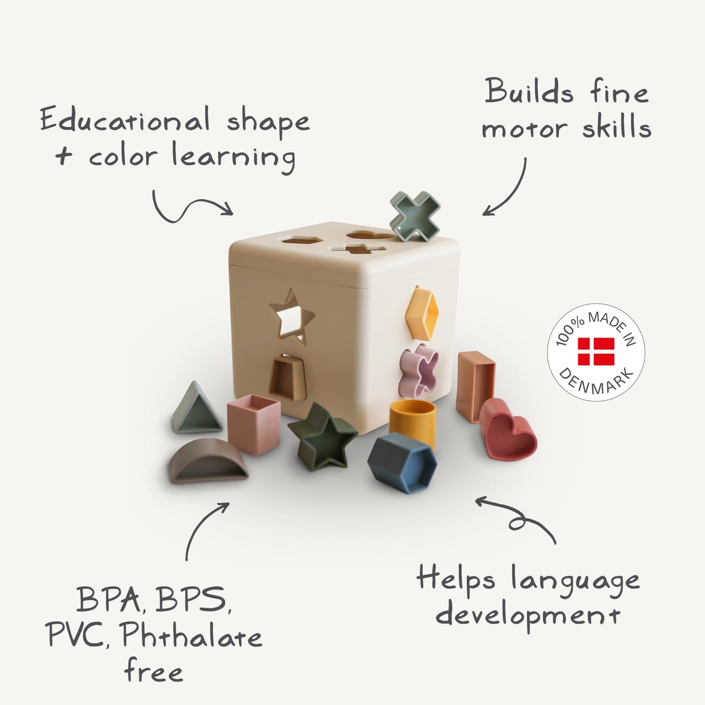 mushie Shape Sorting Box (Original) | Educational Learning Toy for Toddlers with 12 Shapes | Made in Denmark (10+ Months)