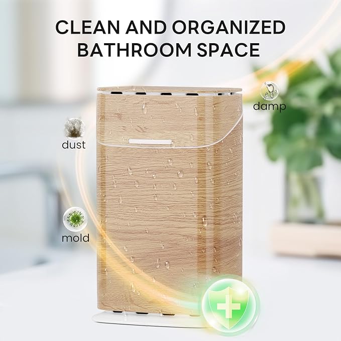 Toothbrush Holders with Cover - 5 Slots Toothbrush and Toothpaste Holde Kids Tooth Brush Holder for Bathroom, Detachable Bathroom Sink Organizer countertop, Wood