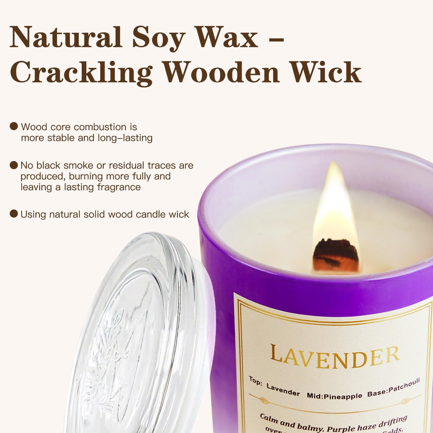 Lavender Candle Gift Set – 2 Pack Wood Wick Soy Wax Scented Candles with Gift Boxes, Long Lasting Relaxing Aromatherapy Candles for Home Decor, Holiday Gifts