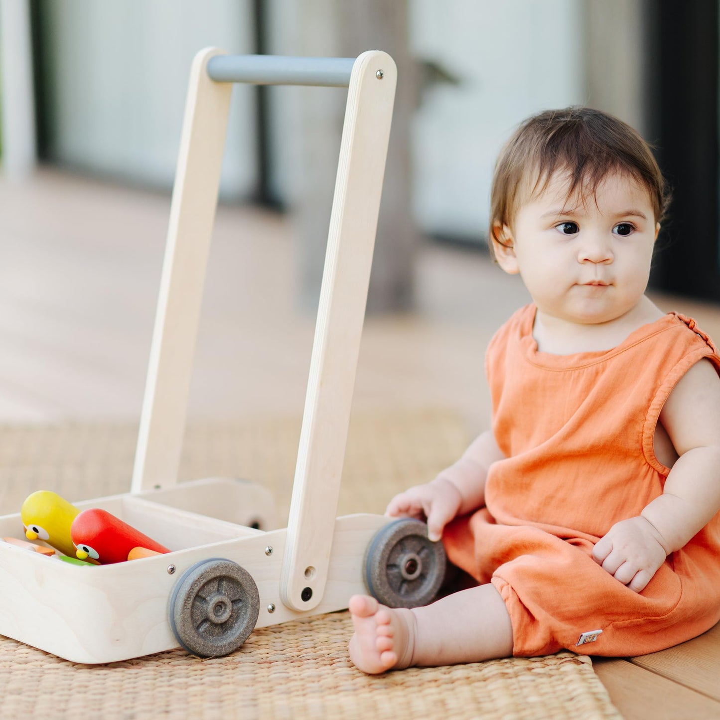 PlanToys® Musical Bird Walker Wooden Push Toy with Sound | Montessori Developmental Activity for Balance, Rhythm & Coordination | Eco-Friendly Educational Toy for Early Learning