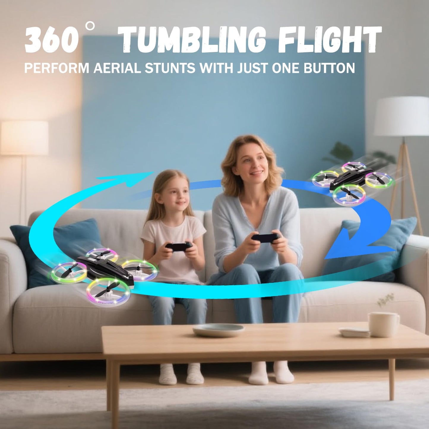 Mini Drone Toy For Children, Remote-Controlled Drone, Quadcopter With Altitude Hold And Headless Mode, All-Around Propeller Protection. Led Lights, 3 Speed Modes, Gift For Boys And Girls (Black).