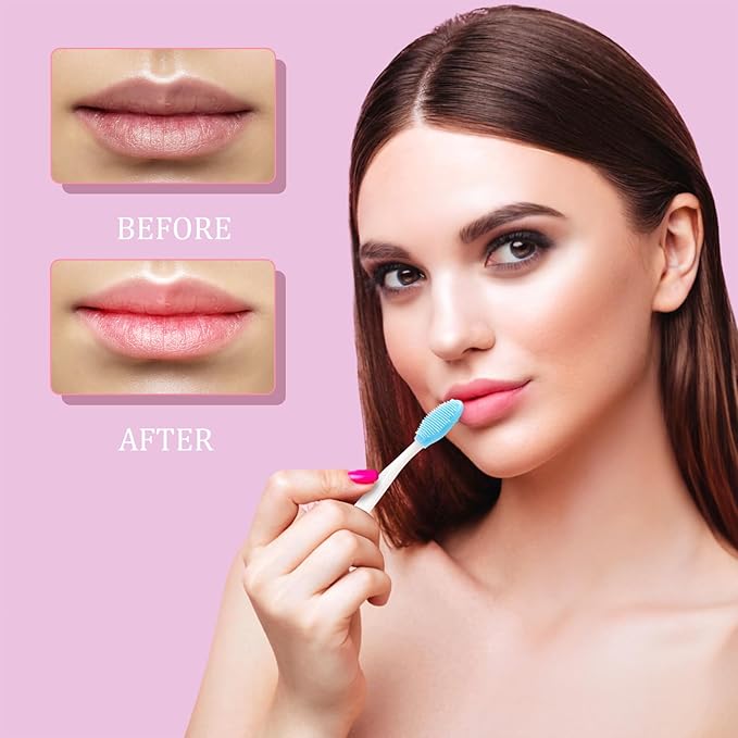 100 Pack Lip Scrub Brushes, Double Sided Silicone Exfoliating Lip Brush, Soft Lip Facial Cleaning Scrubber Tool Blackhead Remover for Smoother and Fuller Lip Appearance
