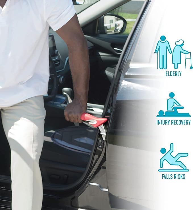 Stander Auto Mobility Combo Pack, Handybar and Swivel Seat Cushion Bundle, Non-Slip Ergonomic Grip for Adults, Seniors, and Elderly, Vehicle Stand Assist Handle and Rotating Cushioned-Seat