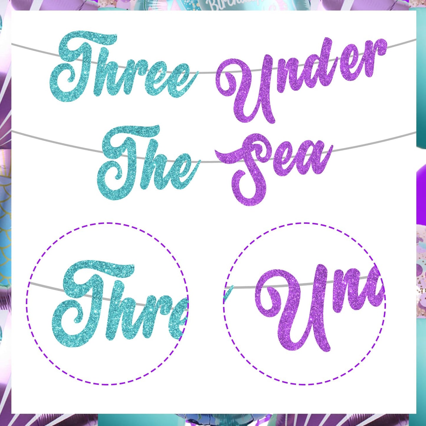 Three Under the Sea Party Decorations, Sea Themed 3rd Birthday Party Decorations Include Number 3 Seashell Confetti Balloons for 3rd Birthday Party Girls' Shell Decor Under the Sea Party Supplies