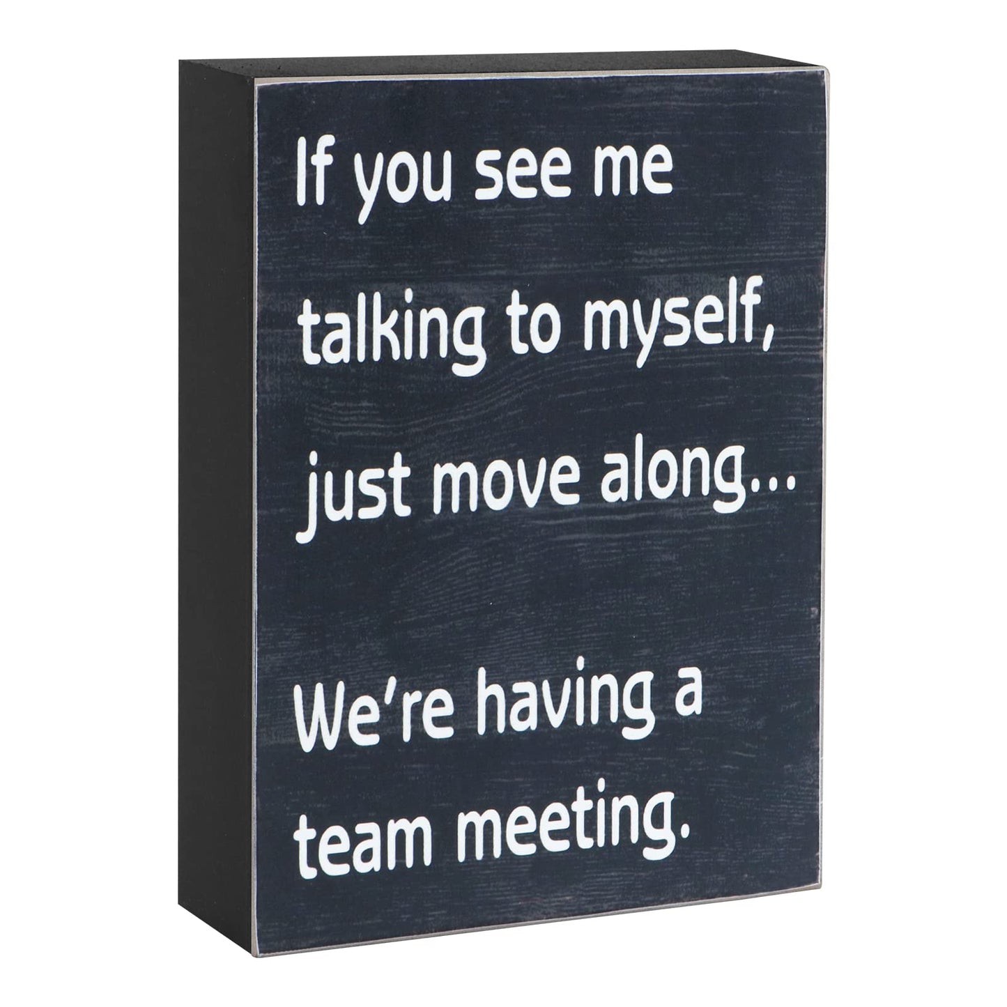 Esur Funny Office Desk Decor Wood Box Sign - Home Office Decorations Supplies for Women - Cute Cubicle Desk Accessories