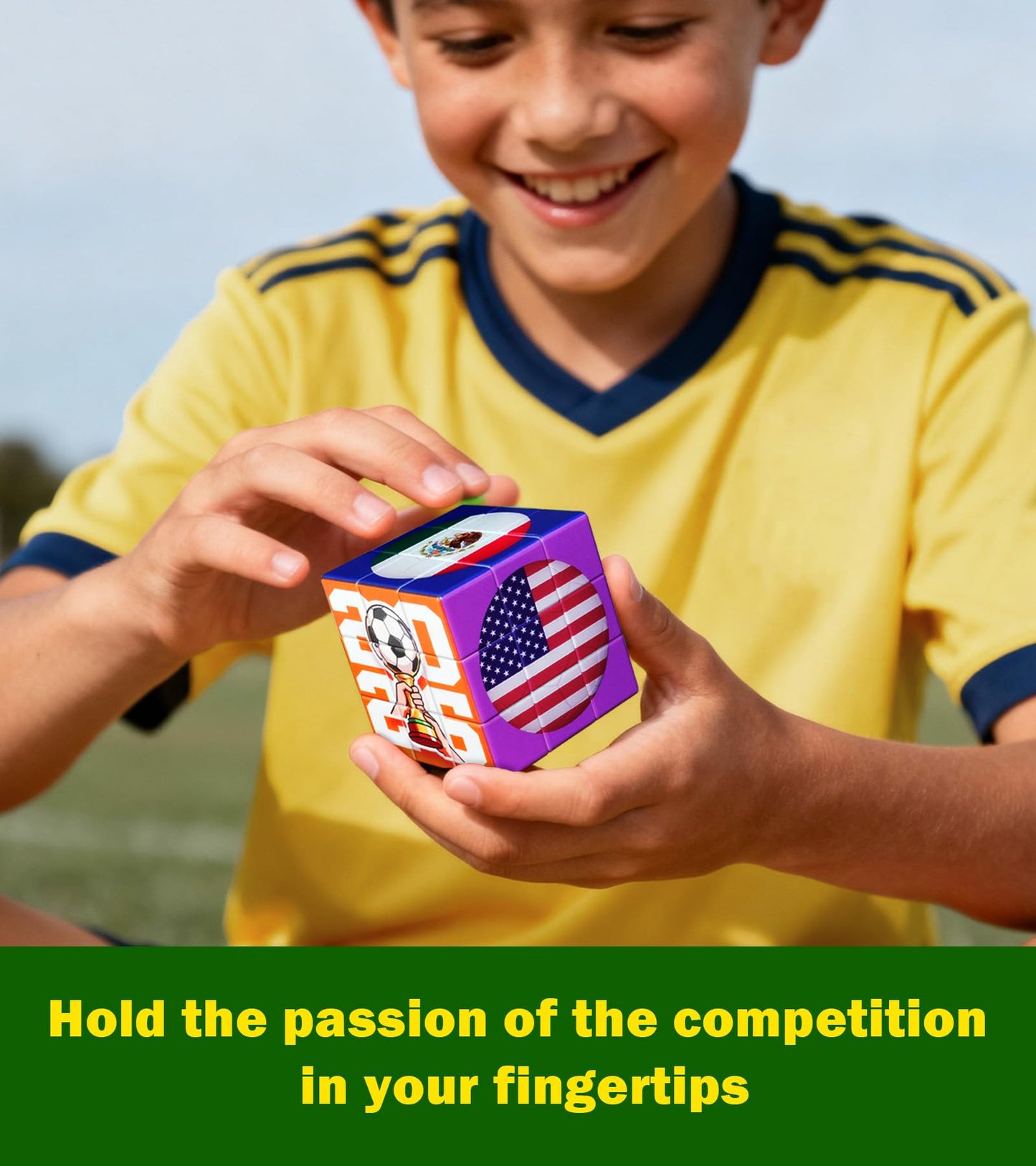 2026 World Soccer Cup Themed 3x3 Cube Puzzle, Football Sports Celebration Brain Puzzle Toy, Memorable Decor for Sport Fans