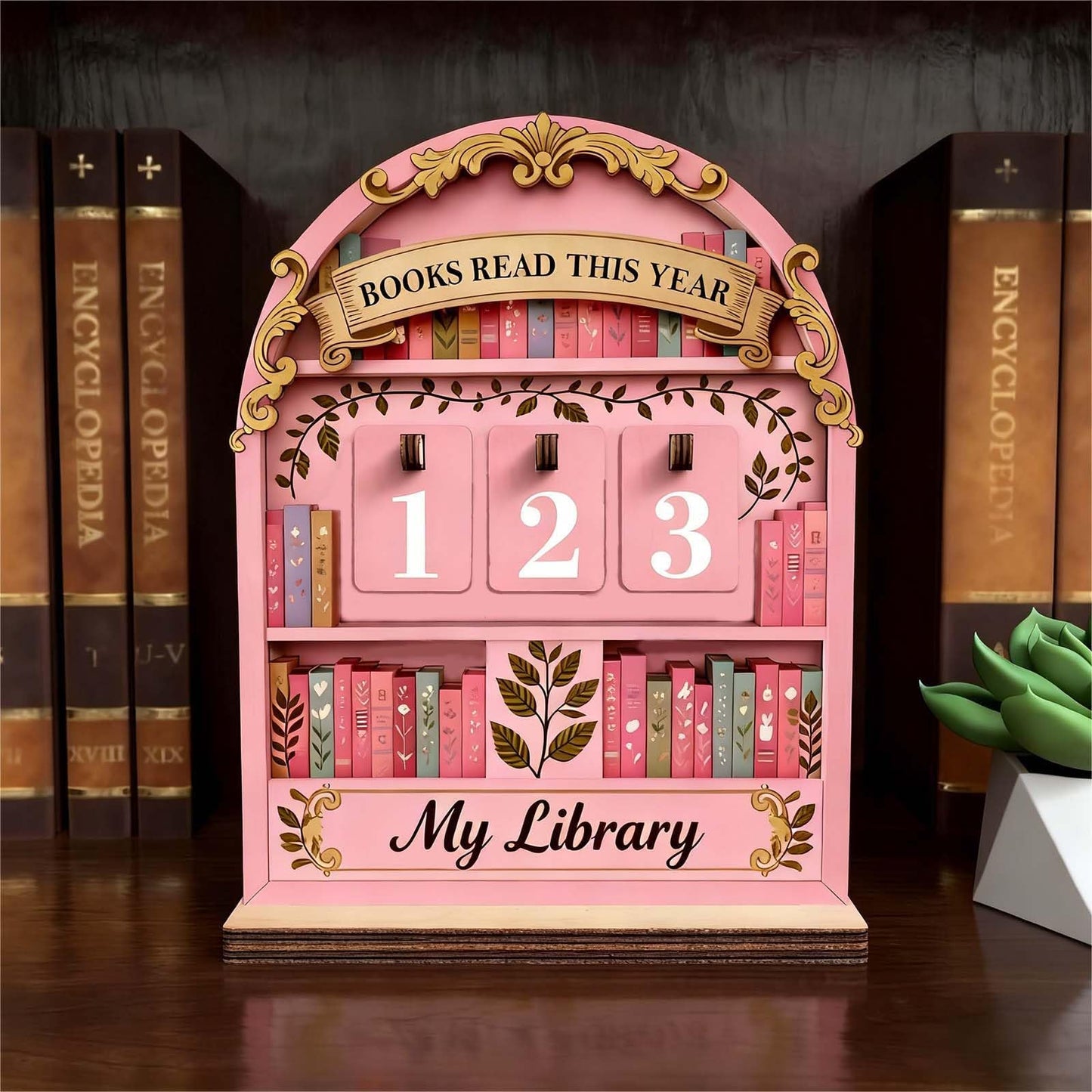 Books Read This Year Counter Wooden Sign, Reading Tracker for Home Library Decor, Book Lover Gift for Librarian Reader Teacher, Bookshelf Decor Wall Art (S3)