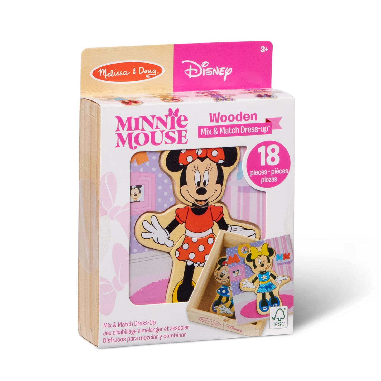 Melissa & Doug Disney Minnie Mouse Dress-Up Puzzle, 18 Pieces Mix and Match Outfits, Sorting & Matching Toy with Storage Case, Educational Puzzle for Toddlers Ages 3+