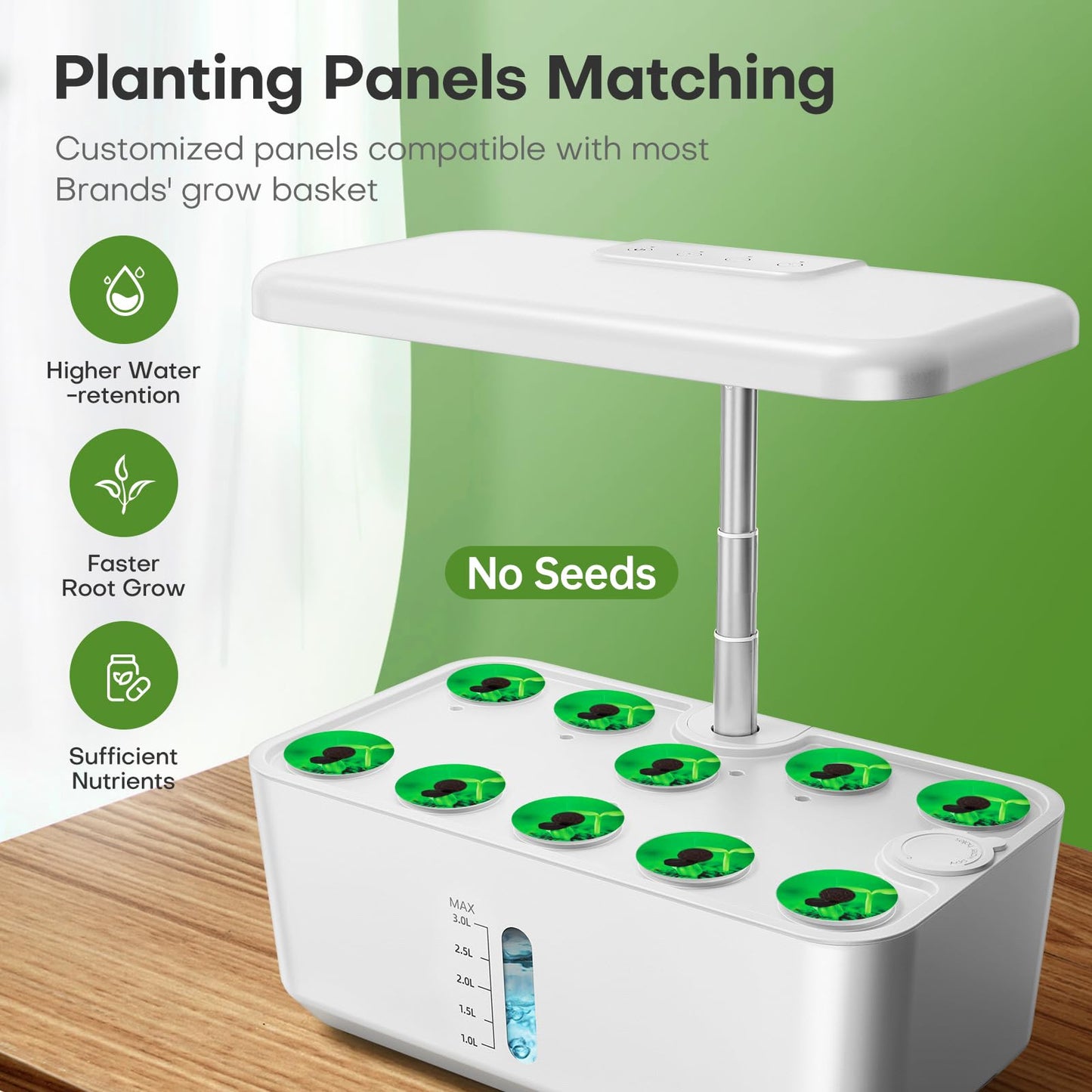 Ahopegarden Indoor Garden Hydroponics Growing System: 10 Pods Plant Germination Kit Herb Vegetable Growth Lamp Countertop with LED Grow Light - Hydrophonic Planter Grower Harvest Lettuce