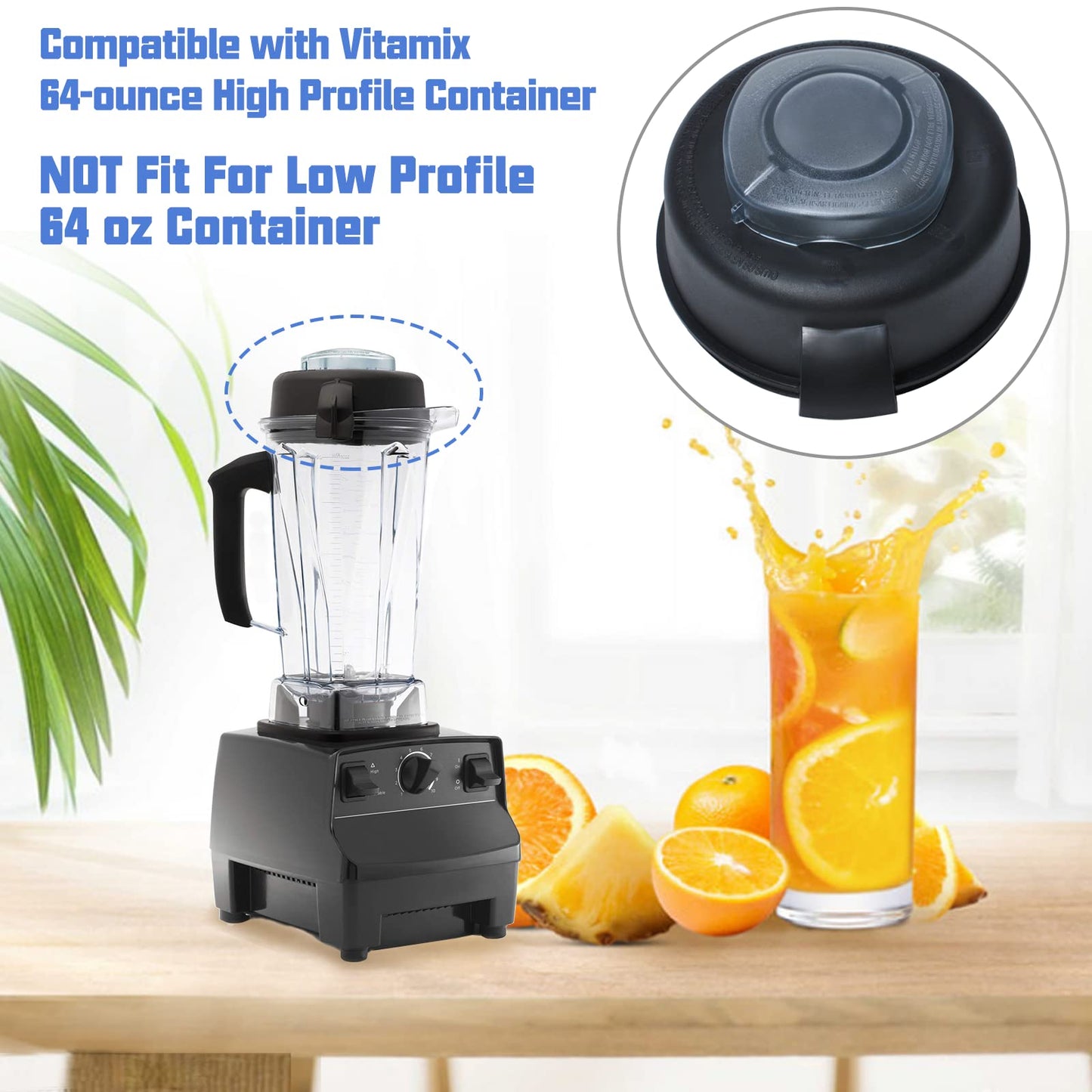 2-Part Lid and Plug Fit for Mixer 5200&5000，Blender Replacement Lid Parts Compatible with 64-Ounce High Profile Container Blender