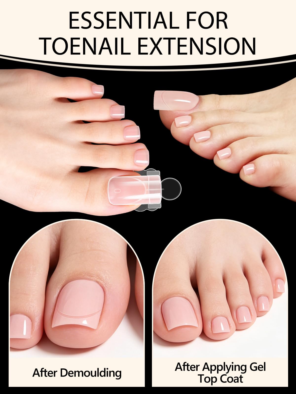EBANKU Original Sandwich Toe Nails Dual Forms, 280Pcs Square Short Toe Nail Mold for Quick Toenails Extension, No Paper Forms Needed, 15 Sizes Salon Nail Art Tools