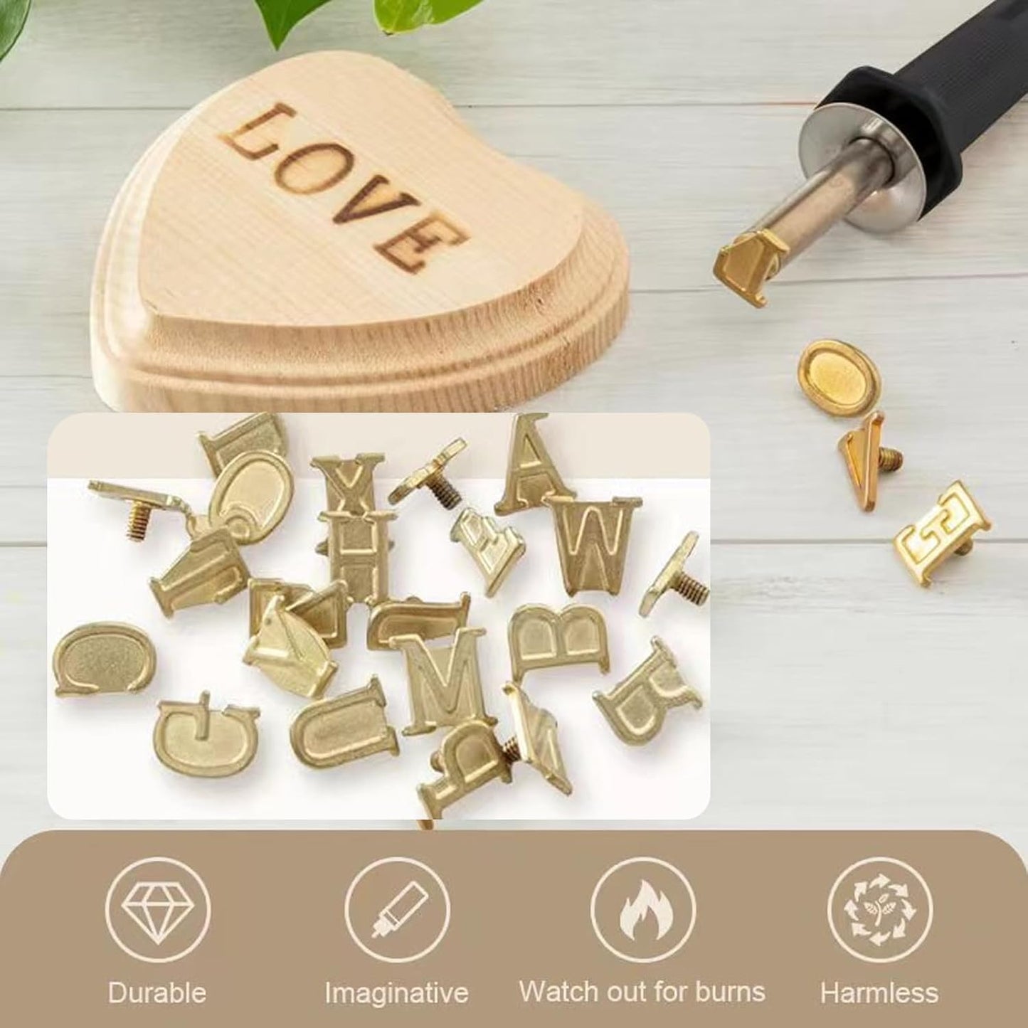 Wood Burning Letters Tips,Uppercase Alphabet HotStamps Set for Branding and Personalization of Wood, Leather, and Other Surfaces, Letter