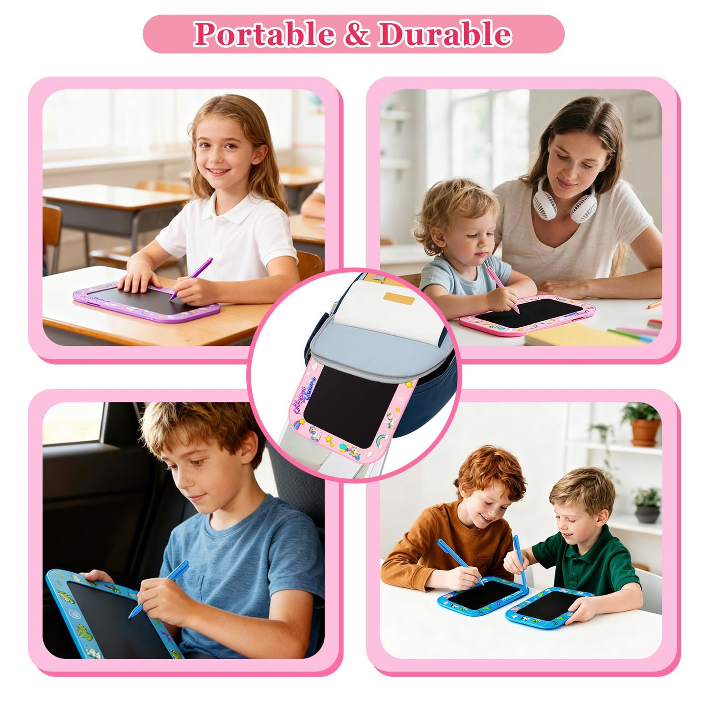 2 Pack LCD Writing Tablet for Kids,10Inch Colorful Reusable Electronic Toddler Doodle Board Drawing Tablet Pads,Educational Learning Toys Gifts for 3 4 5 6 7 8 Year Old Girls (Pink&Purple-10IN)
