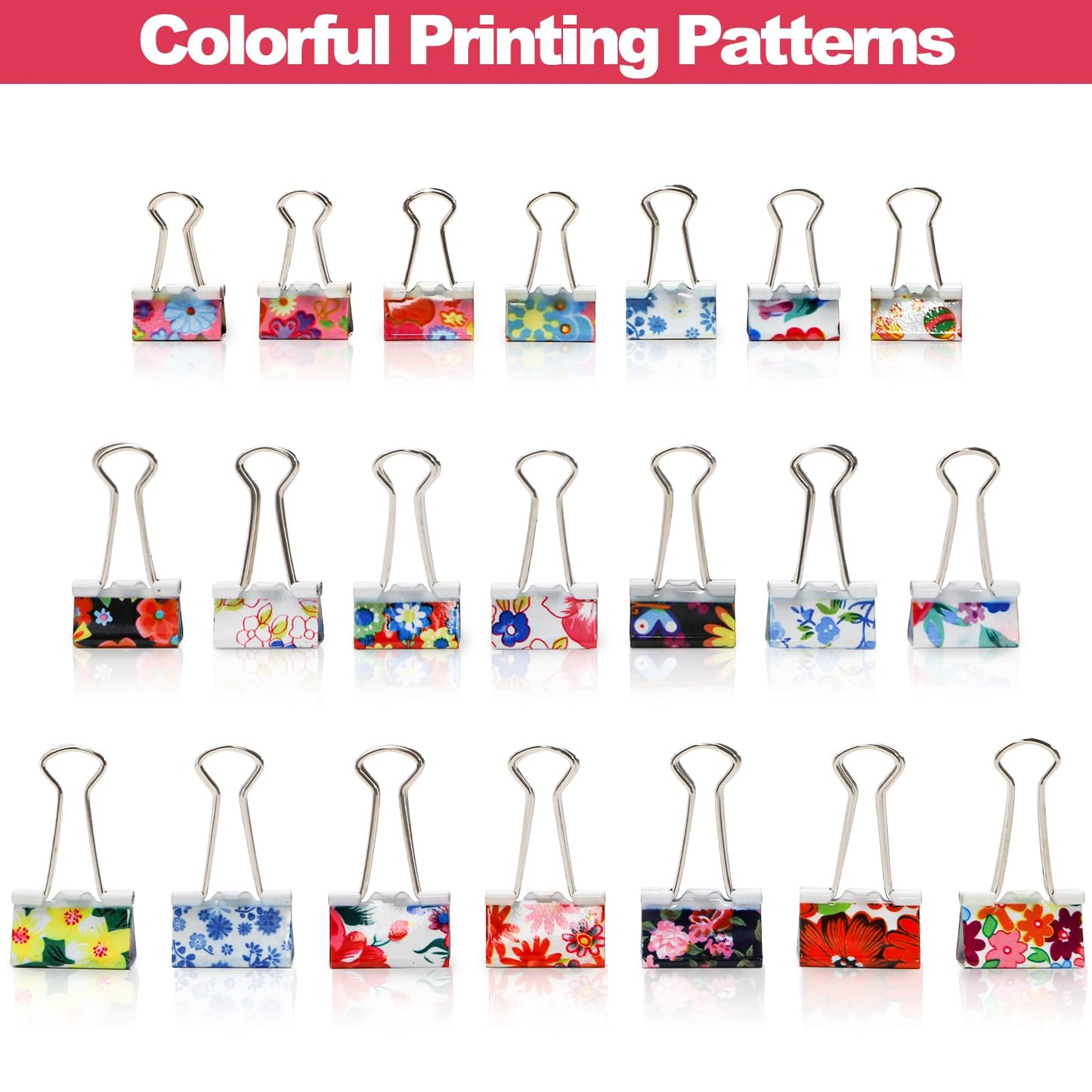 Fasmov 148 Pcs Cute Binder Clips with 3 Sizes (Small/Medium/Large), Office Stationery Clips for Organizing Papers, Crafting & DIY Projects, Paper Clamps Perfect for Office, School, and Home Use
