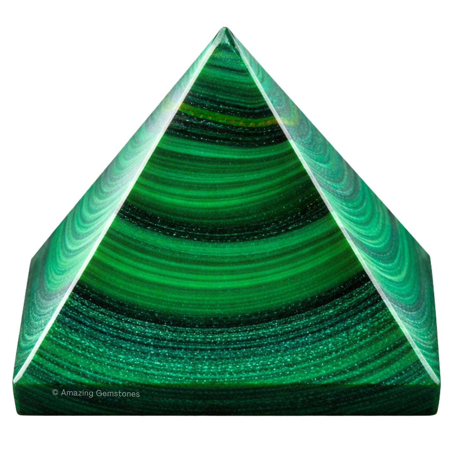 Amazing Gemstone Malachite Pyramid Crystal Healing Stones - 1.5" Great Pyramid Figurine of Natural Stone Pyramid for Meditation, Reiki, Chakra Balancing and Crystal Pyramids Grid