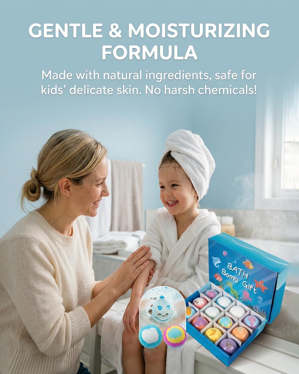 Bath Bombs Gift for Kids Easter Gifts with Mega Bubbles & Surprise Inside Bubble Egg Organic Essentials Shower Relaxing Products Kit Mini for Girls Boys Fun Baths Toys Kid Time (1set)