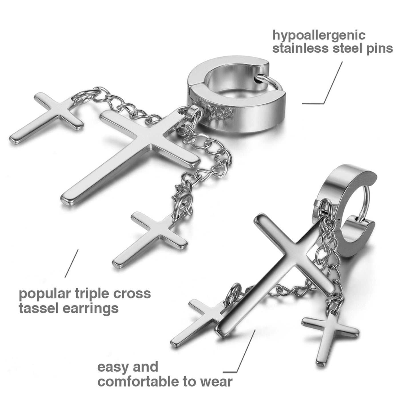 Aroncent 12 Pcs Women Cross Stud Earring Set Stainless Steel Zircon Ear Stud Pin Screw Back