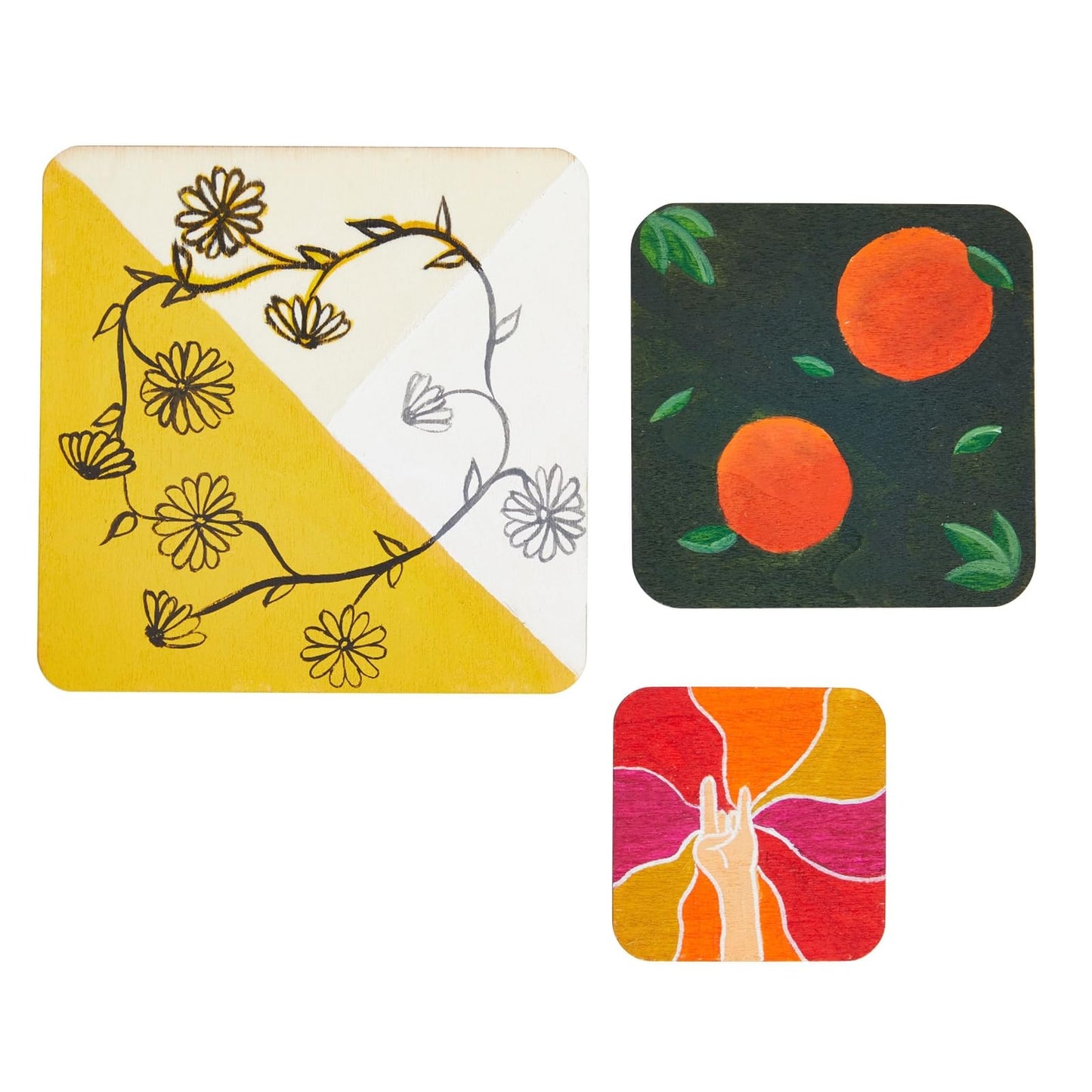 Bright Creations 70 Pack Unfinished Wood Squares for Crafts, Wood Burning, Engraving (3 Sizes, 2", 3", 4") - Wooden Pieces for Crafts